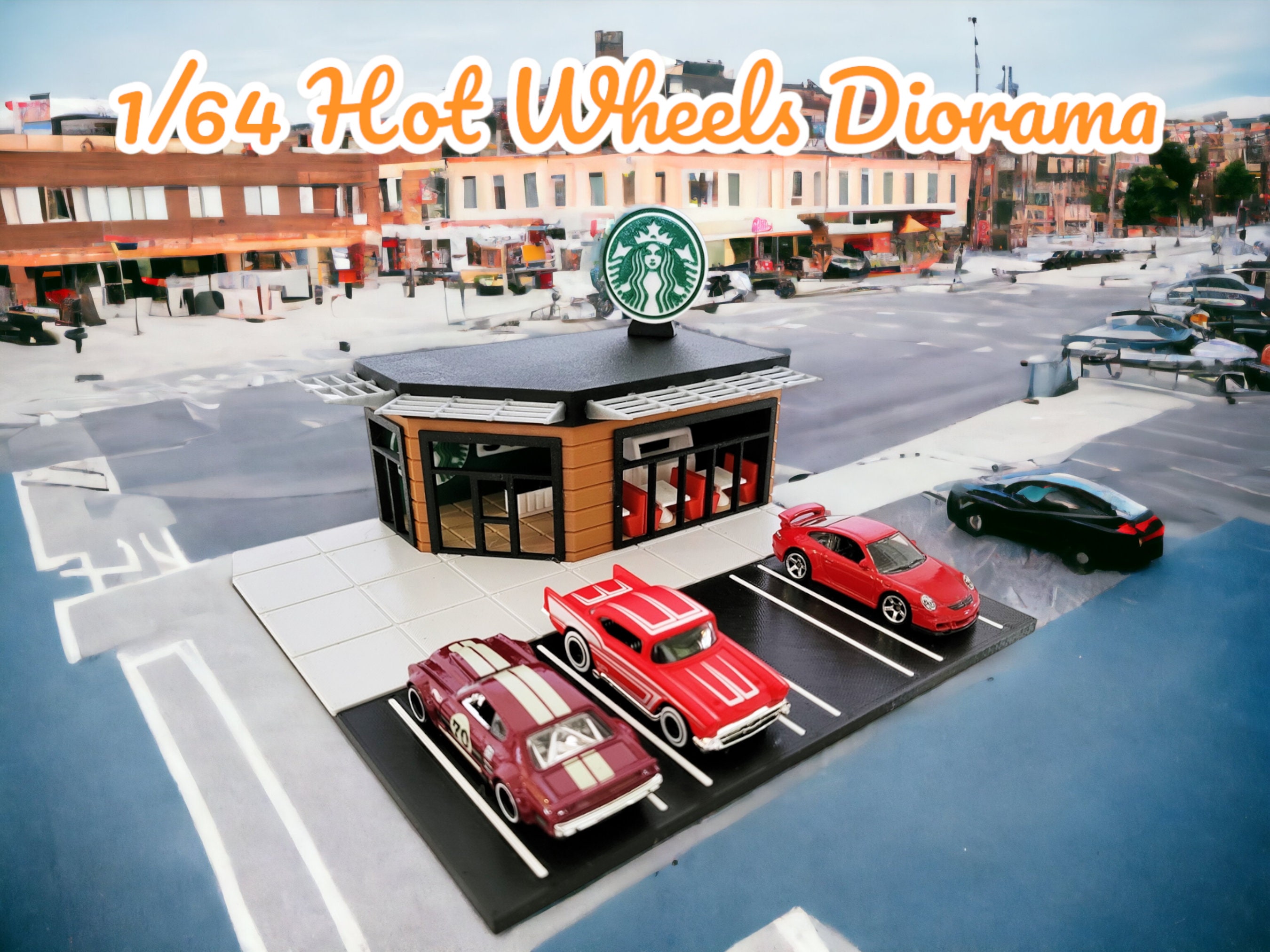 1/64 Scale Starbucks Diorama: 3D Printed Model Car Display - Etsy