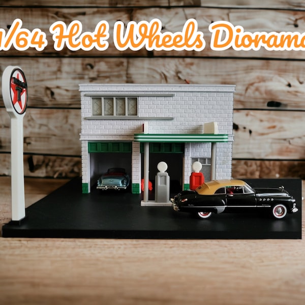Hot Wheels Gas Station Diorama Etsy