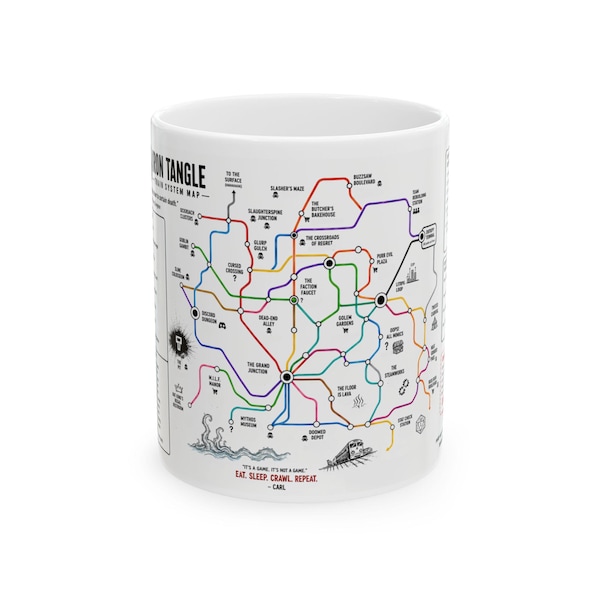 Dungeon Crawler Carl Iron Tangle Map Mug | DCC Inspired Graphic 11oz Ceramic Coffee Cup