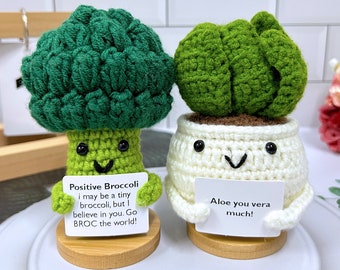 Crocheted succulent plants/Broccoli,Emotional support plants,Mental health,Office desk accessories,Mental health gifts,First Day Of School