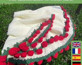 PDF PATTERN ONLY  Crochet Blooming Rose Bouquet Blanket Pattern, Video Tutorial Included, Floral Bouquet Blanket, Multilingual