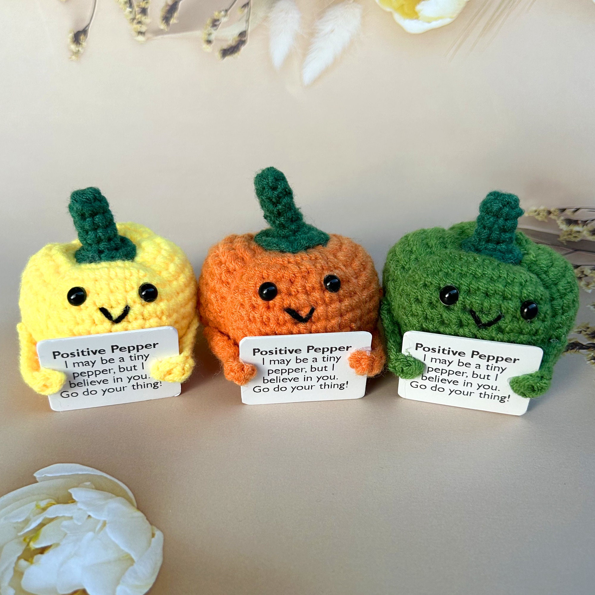 RSZBUMY Emotional Support Crochet Animals Potato Set Positive Pickle Vegetables With Note,Cute Present For Father Coworker Friends Child,Emotional Support Pack For Decor Desk Home Office(4PCS