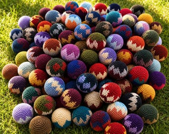 Bola de crochê boho feita à mão, bola de chute colorida de tricô para brincar ao ar livre, bola de malabarismo, bola para jogos de gramado.