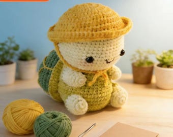 Turtle Crochet Kit For Starter, Complete Amigurumi Kit with Yarn, Hook & Step-by-Step Video Tutorials | Handmade Plush Toy Gift for All Ages