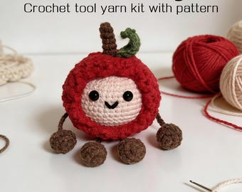 DIY Crochet Kit, Lychee Dumpling Ornaments, Crochet Tool And Yarn Material Package, With Step by Step Tutorial For Starters