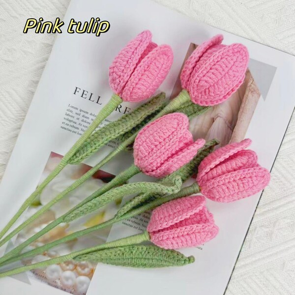 Handmade Tulip Bouquet for Mother's Day, Crochet Tulip Flowers,Artisan Crocheted Tulip Gifts for Her,Graduation Gift,Express Love Gift