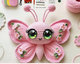 Butterfly Crochet Kit For Starter, Complete Amigurumi Kit with Yarn, Hook & Step-by-Step Tutorials | Handmade Plush Toy Gift for All Ages