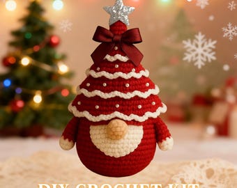DIY Crochet Dwarf Kit With Tutorial Pattern, Handmade Crochet, Christmas Gnome Doll Yarn Gift, Crochet Material Bag