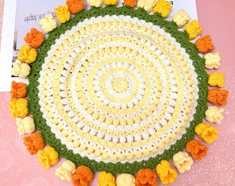 PDF PATTERN ONLY, Crochet Lily of the Valley Bouquet Blanket Pattern, Floral Bouquet Blanket, Popcorn Stitch Blanket With Video Tutorial