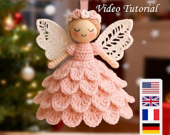 PDF PATTERN ONLY  Crochet Angel Pattern, English, French, German Multilingual, Instant Download, Video Tutorial Included