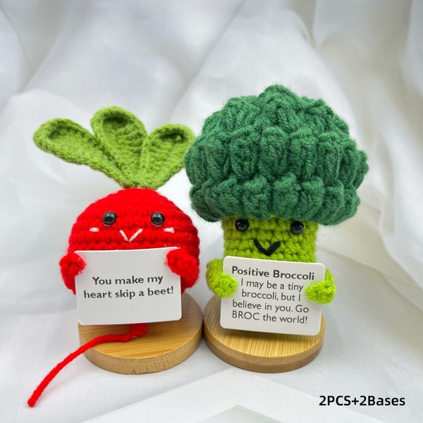 Positive Vegetables,Crochet Positive Broccoli,Show Love Radish/Beet,Handmade Customized Crochet Food for thoughts,Best Mother's Day Gift