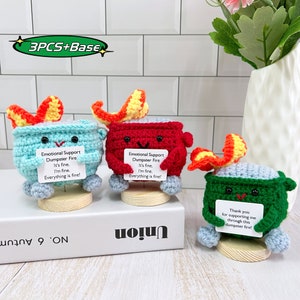 Crochet Dumpster Fire Set: Emotional Support Office Decor, Christmas Gift