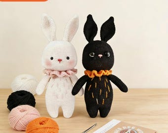 Easter Bunny Animal Crochet Kit For Starter,Complete Amigurumi Kit with Yarn, Hook & Step-by-Step Video Tutorials,Handmade Plush Toy Gift