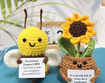Handmade Crochet Sunflowers/Little Bees,Active Little Bees,Emotional Support Sunflowers,Happy Graduation Gift