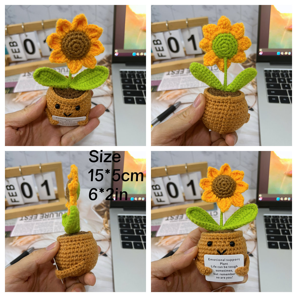 Urcura Positive Sunflower Doll Crochet With Card
