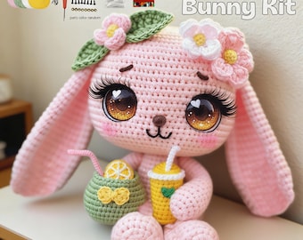 DIY Crochet Kit, Bunny Ornaments, Yarn Material Package, Handmade Gifts, Step by Step Tutorial, Mother's Day Gift