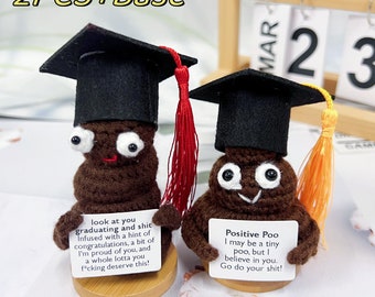 Handmade crochet graduation season gift, Unique Crochet Poo, Front quote, Fun handmade gift for friends,Graduation Gift,Positive Poo