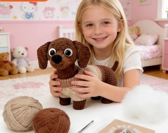 Animal Crochet Kit For Starter, Complete Amigurumi Kit with Yarn, Hook & Step-by-Step Video Tutorials | Handmade Plush Toy Gift for All Ages