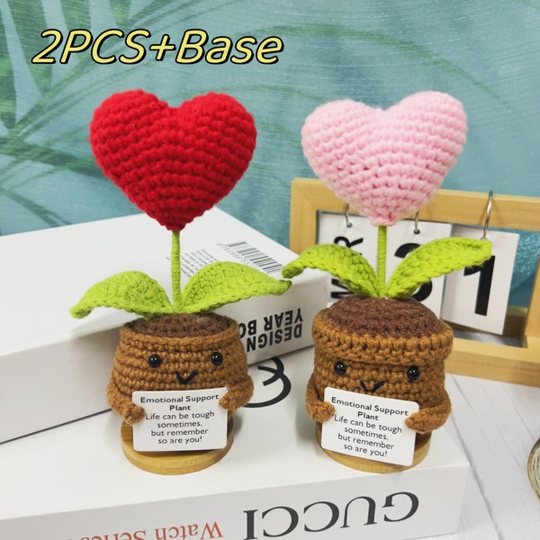 Handmade Crochet Emotional Support Plants Caring Gifts, Customized crochet heart potted plant, Mother's Day gift,Birthday gift
