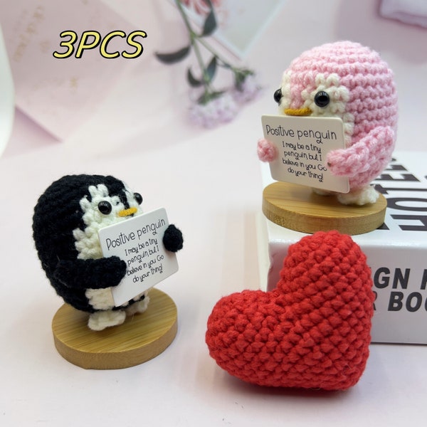 Crochet Penguin Amigurumi, Customized Penguin Gift,A little Penguin With Positive Information,Positive Gift for Friend/Family,Crochet Animal