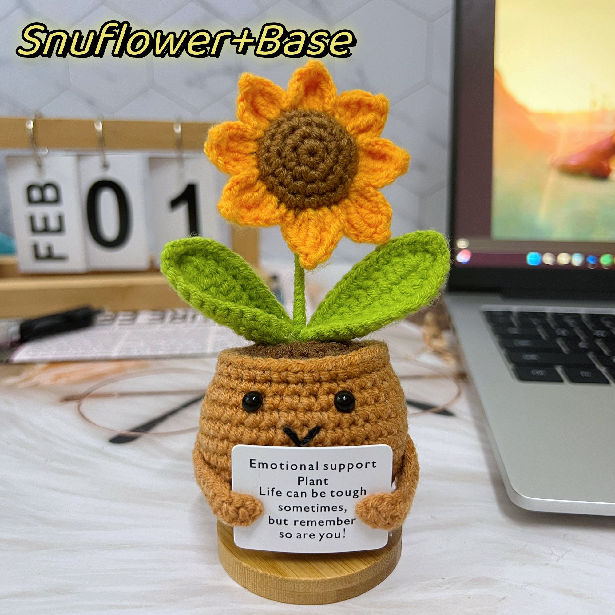 Handgehäkelte Sonnenblume Mit Schlüsselanhänger – Positives Dankesgeschenk Für Kollegen, Freunde, Lehrer
