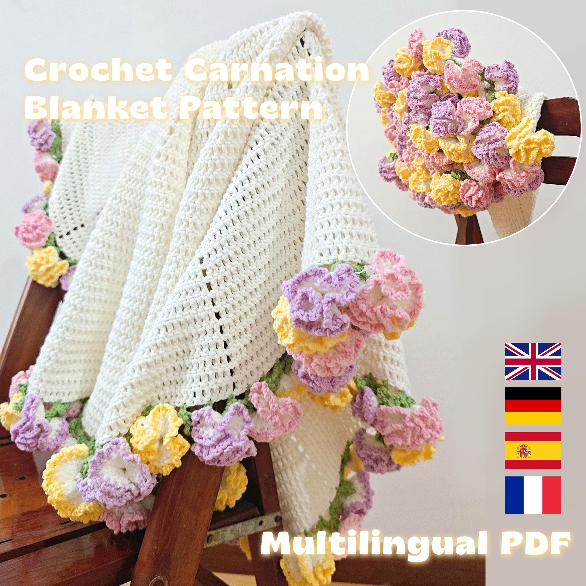 19 Carnation Crochet Patterns for Bouquets, Gifts, and Home Decor 12 Pattern Only Crochet Blooming Carnation Bouquet Blanket