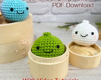 PDF PATTERN ONLY, Crochet Dumpling, Steamed Bun, Knitted English Tutorial with Video, Handicraft Pattern, Instant Download