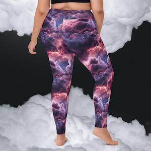 Leggings Yoga Pants High Waist Leggings For Women Best Gift For Her Thunderstorm Leggings Lightning Leggings Active Wear Gifts For Her Cloud