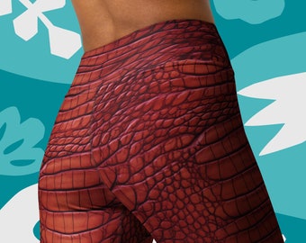 Alligator Leggings Yoga Pants High Waist Leggings For Women Gift For Her Alligator Leggings Red Leggings Active Wear Gifts For Women Legging