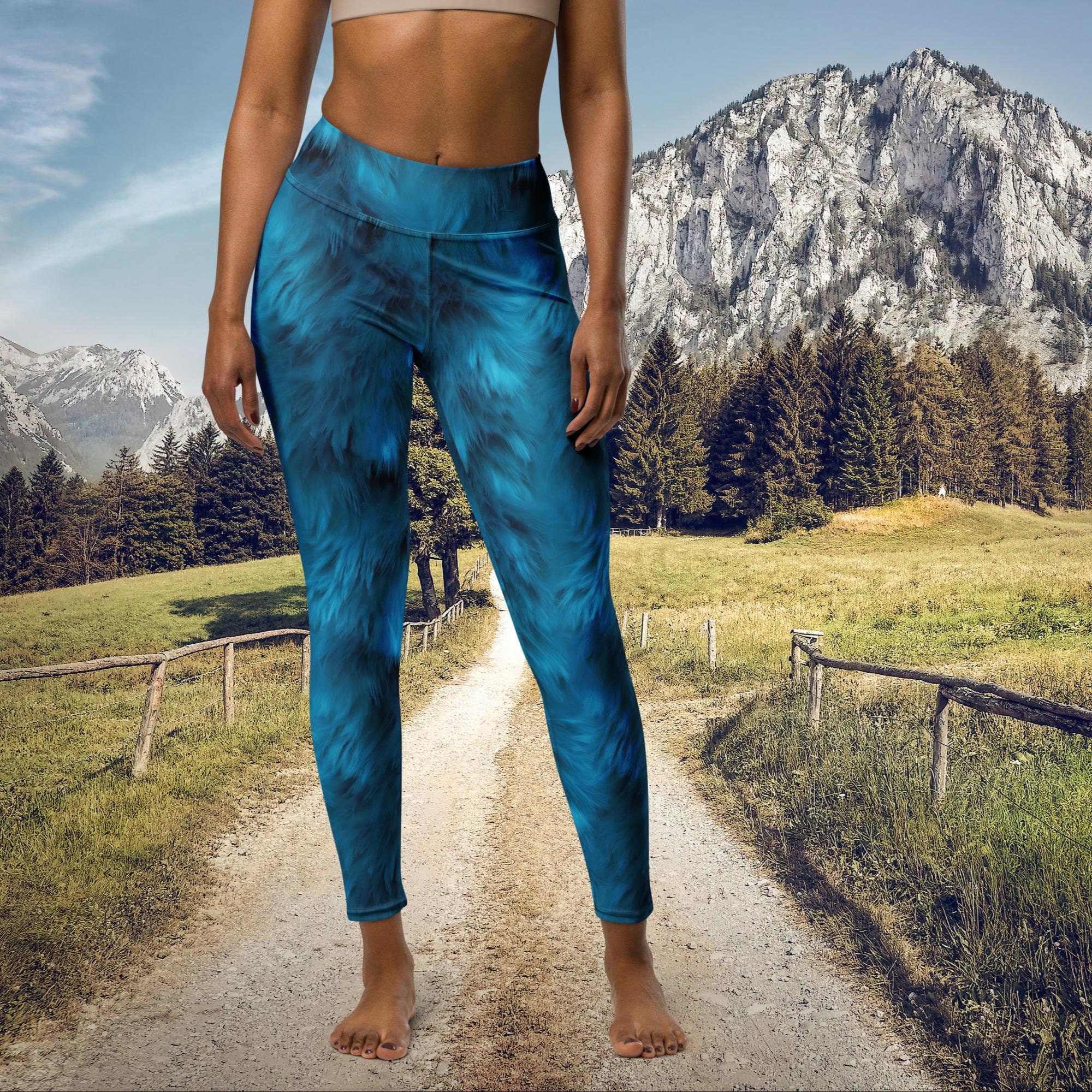 Leggings Yoga Pants High Waist Leggings For Women Best Gift For Her Fur Leggings Blue Leggings Active Wear Gifts For Her Womens Leggings