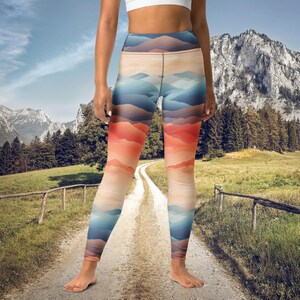 Leggings per l&#39;alba in montagna Pantaloni da yoga Leggings a vita alta per le donne Il miglior regalo per lei Leggings per l&#39;alba Leggings per lo yoga Abbigliamento attivo al tramonto
