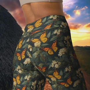 Butterfly Recycled High Waisted Leggings With 2 Pockets | Yoga Pants | Active Wear | Gift For Her | Eco Friendly