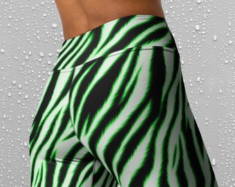 Leggings Yoga Pants High Waist Leggings For Women Best Gift For Her Zebra Leggings Green Leggings Active Wear Gifts For Her Womens Leggings