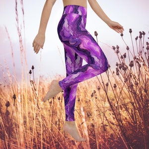 Purple Geode Leggings Yoga Pants High Waist Leggings For Women Best Gift For Her Purple Leggings Yoga Leggings Active Wear Gifts For Her