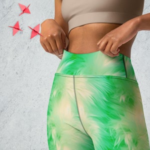 Leggings Yoga Pants High Waist Leggings For Women Best Gift For Her Fur Leggings Green Leggings Active Wear Gifts For Her Womens Leggings