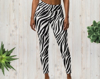 Zebra Leggings Yoga Pants High Waist Leggings For Women Best Gift For Her Zebra Leggings Stripe Leggings Active Wear Gifts For Her