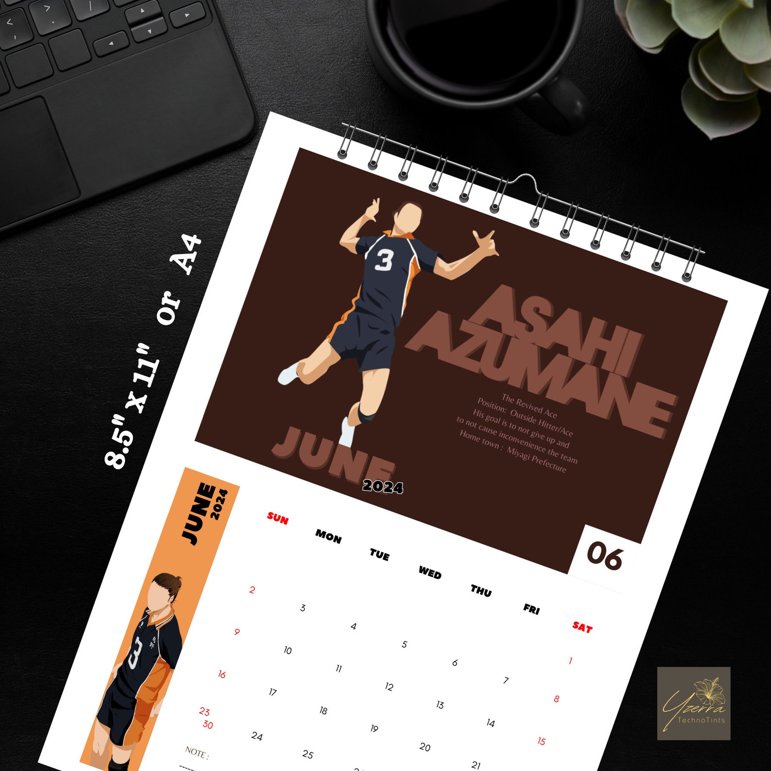 Haikyuu 2024 Printable Calendar, Digital Download, Anime Desk and Wall