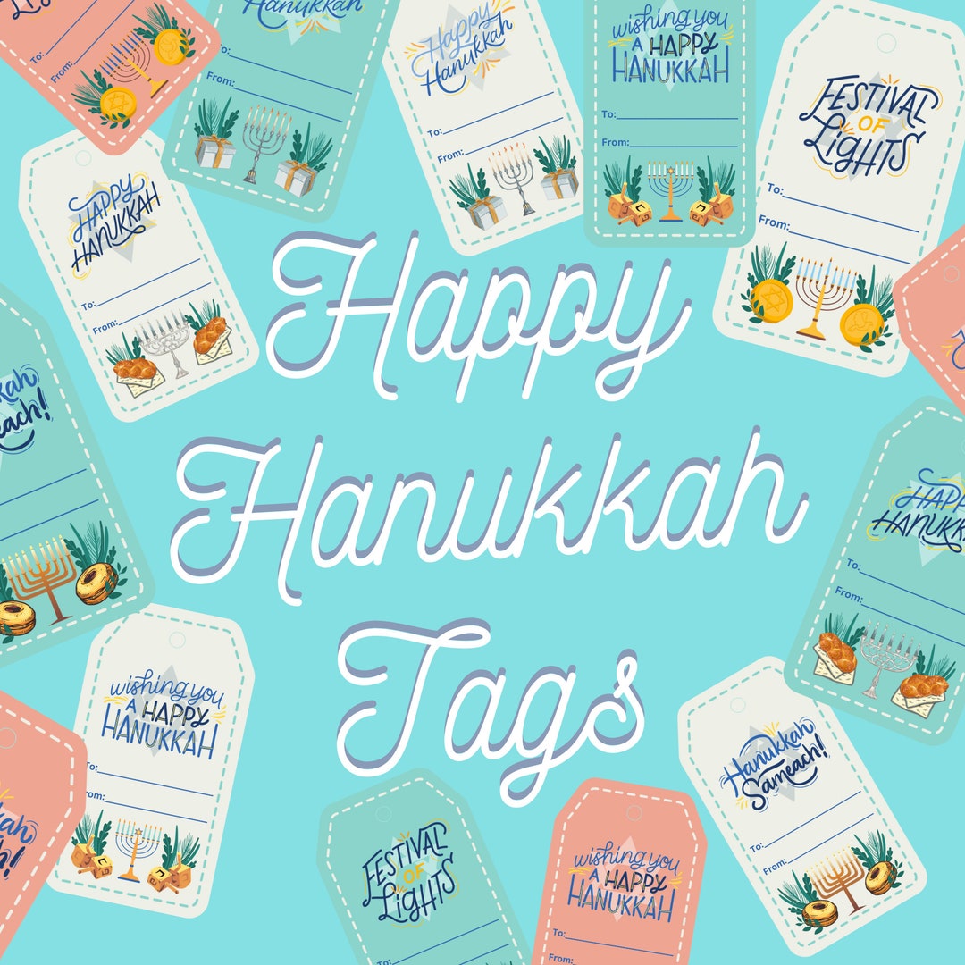 Happy Hanukkah Gift Tags Hanukkah Printable Hanukkah Etsy