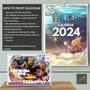 One Piece 2024 Printable Calendar Digital Download Anime - Etsy Australia