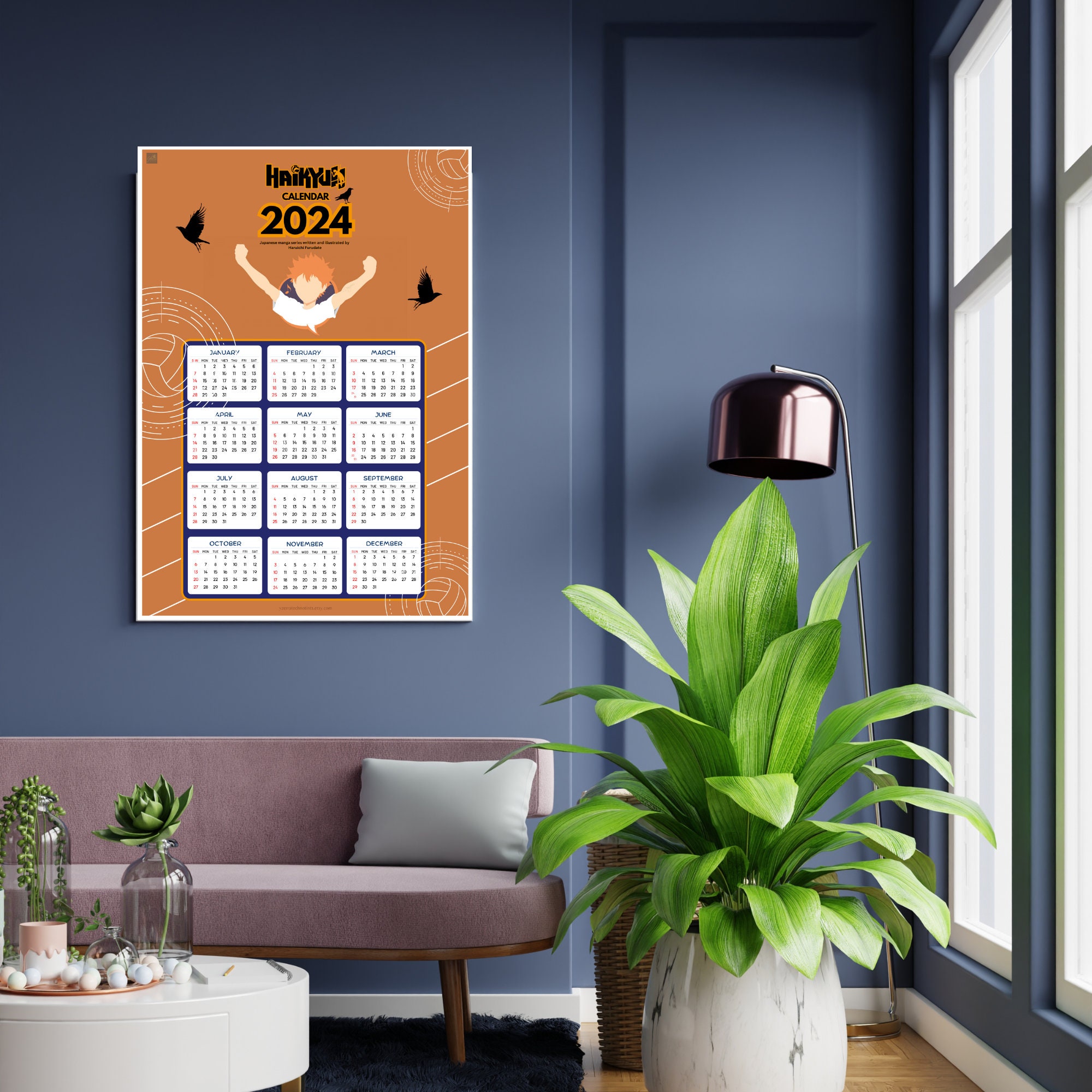 Haikyuu 2024 Printable Calendar Poster, Digital Download, Anime Wall