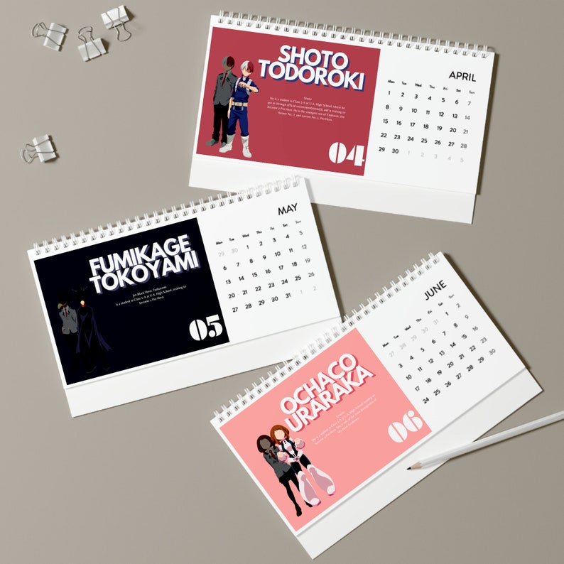 Japanese Desk Calendar 2024 Anime Desk Calendar Anime Etsy UK