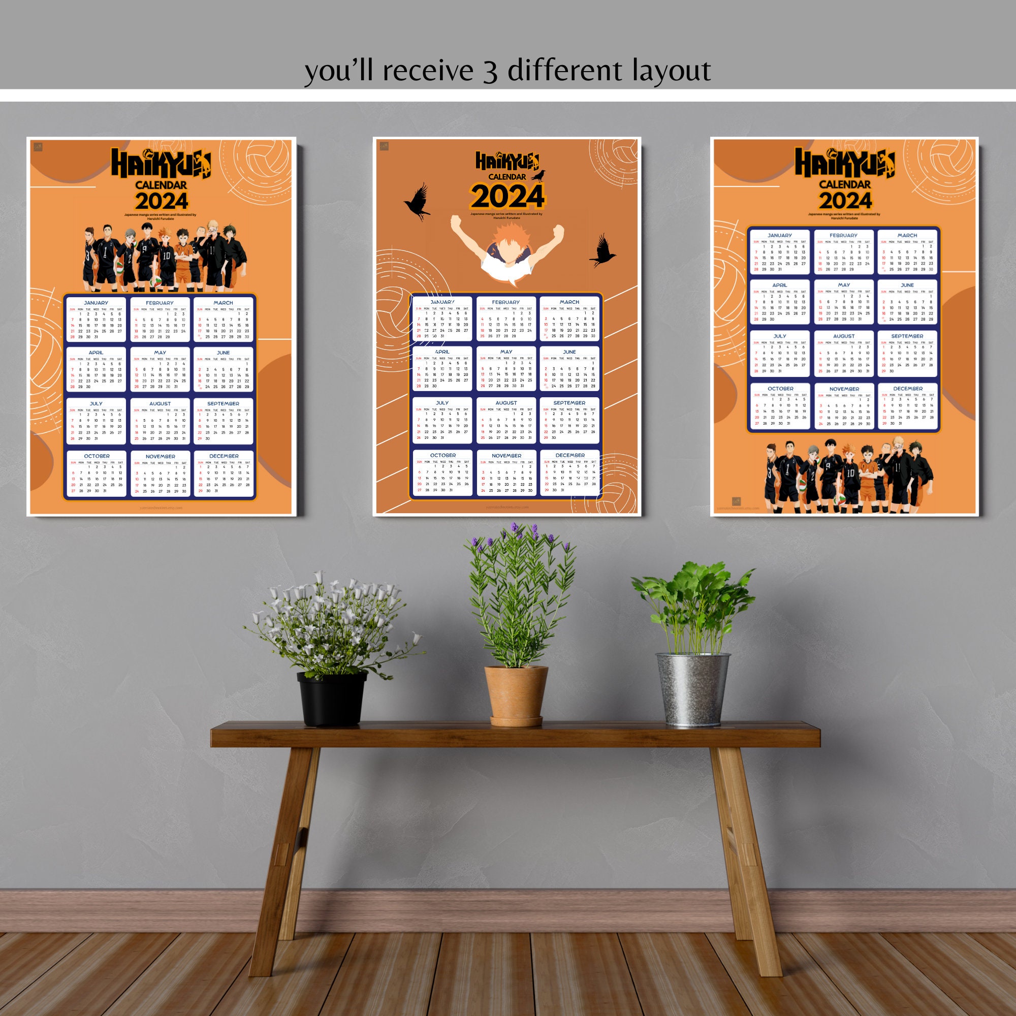 Haikyuu 2024 Printable Calendar Poster, Digital Download, Anime Wall