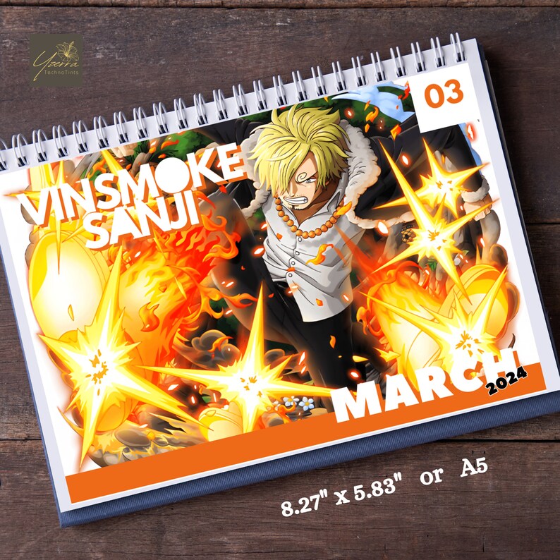 One Piece 2024 Printable Calendar Digital Download Anime Etsy Australia