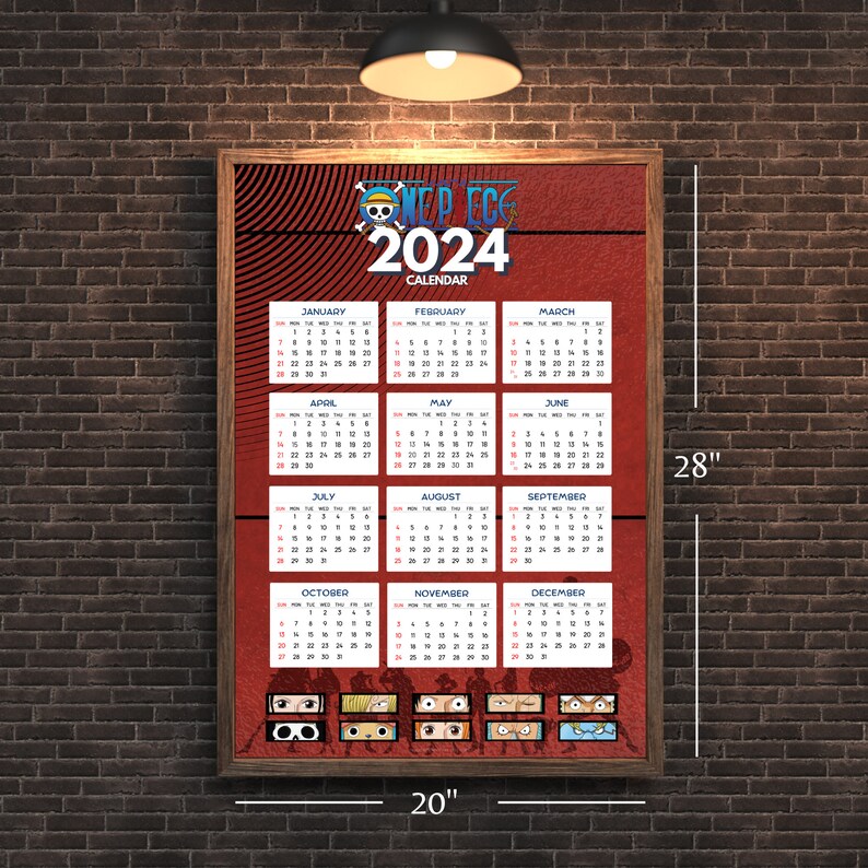 One Piece 2024 Printable Calendar Poster Digital Download Etsy Australia