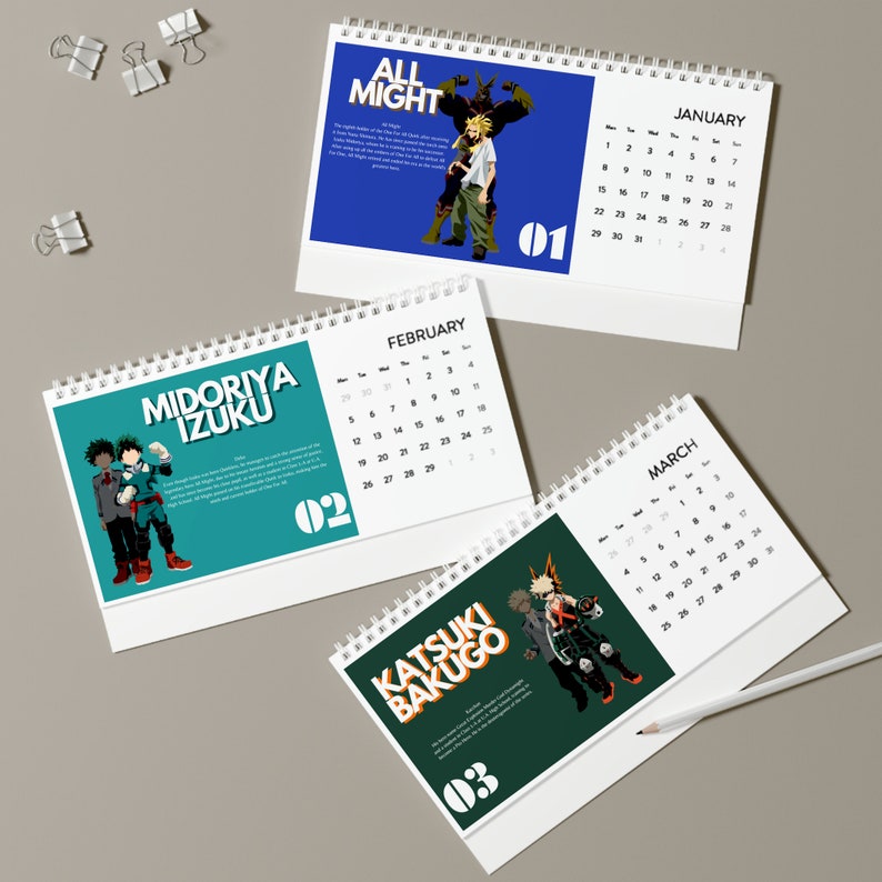 Japanese Desk Calendar 2024 Anime Desk Calendar Anime Etsy UK
