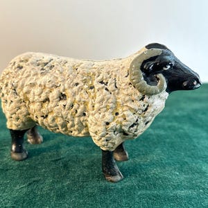 Vintage Cast Iron Longhorn Sheep Figurine