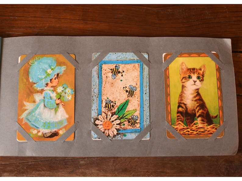 1970s Swap Card Album Mixed Collection 72 Unique Cards in the Book