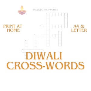 Diwali cross words - ideal digital gift or print at home activity sheets
