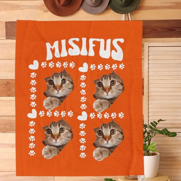 Manta de cara de gato personalizado-manga con foto de personalizada-manta de gato de Lana-regalo de papa de gato-regalo de amante de mascota