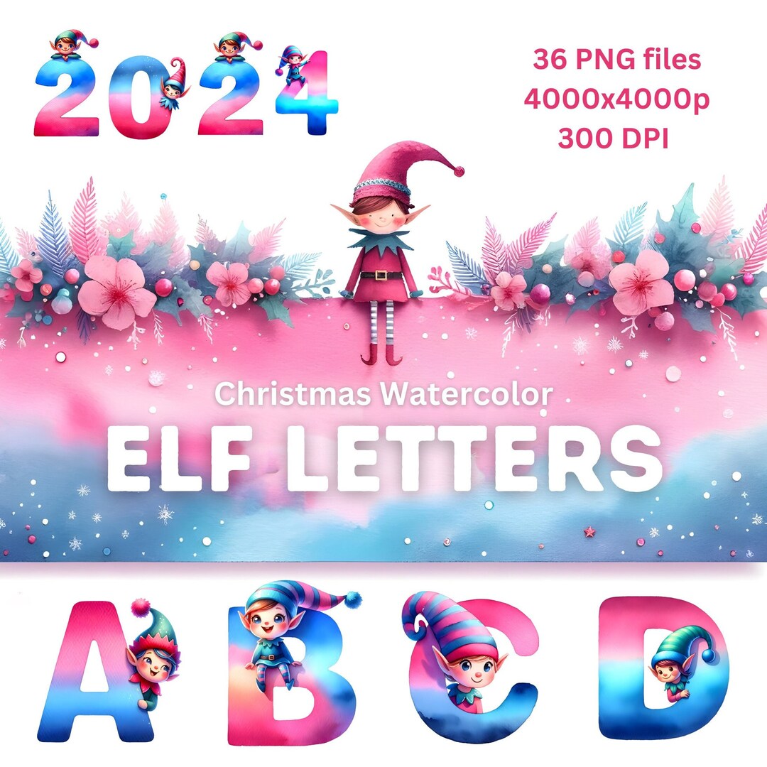 Elf Style Numbers Christmas Elf Doodle Lettering: Sublimation Letters and Numbers PNG ...